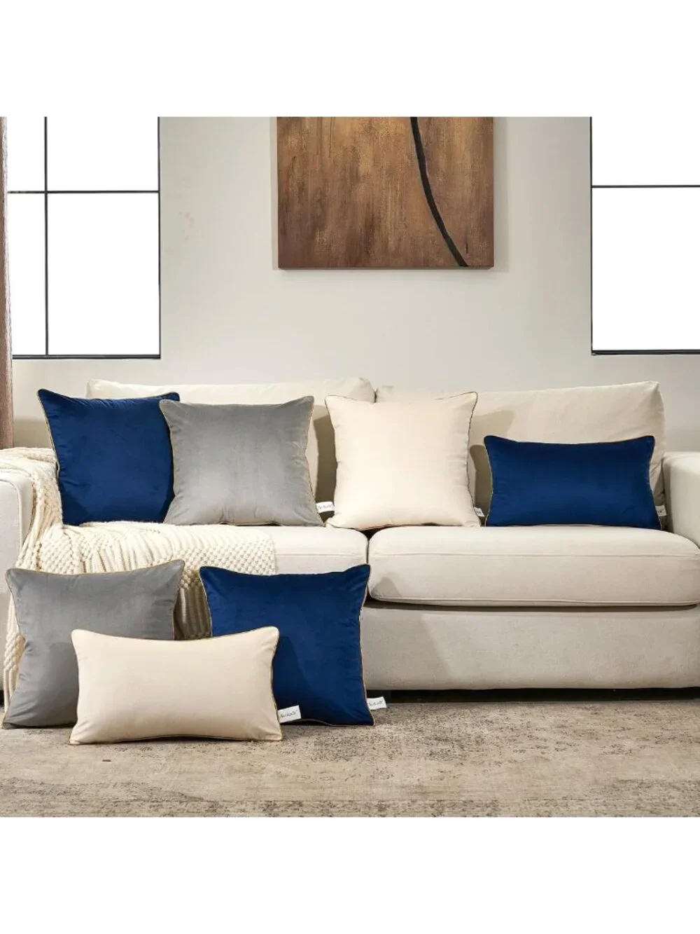 Set of 2 Soft Velvet Square Pillow Covers | Modern Decorative Cushion Cases
